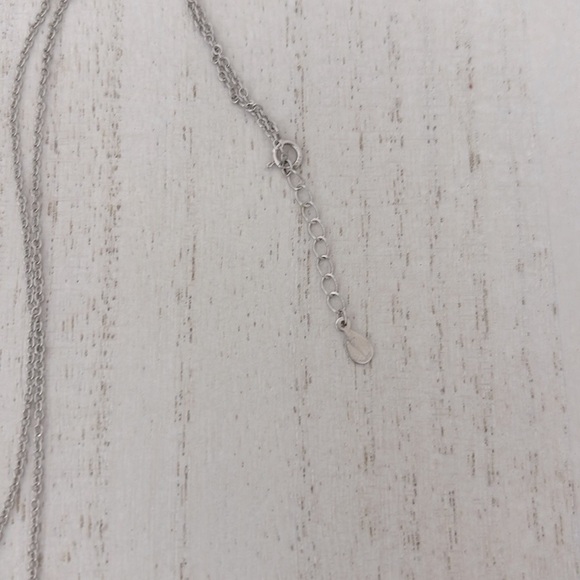 Silver Crescent Moon Stainless Steel with cubic zirconia Necklace - Picture 6 of 6